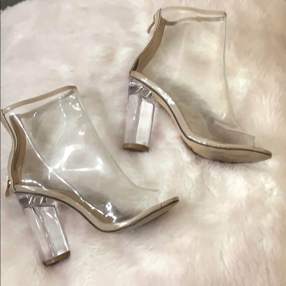 Clear heeled boots
